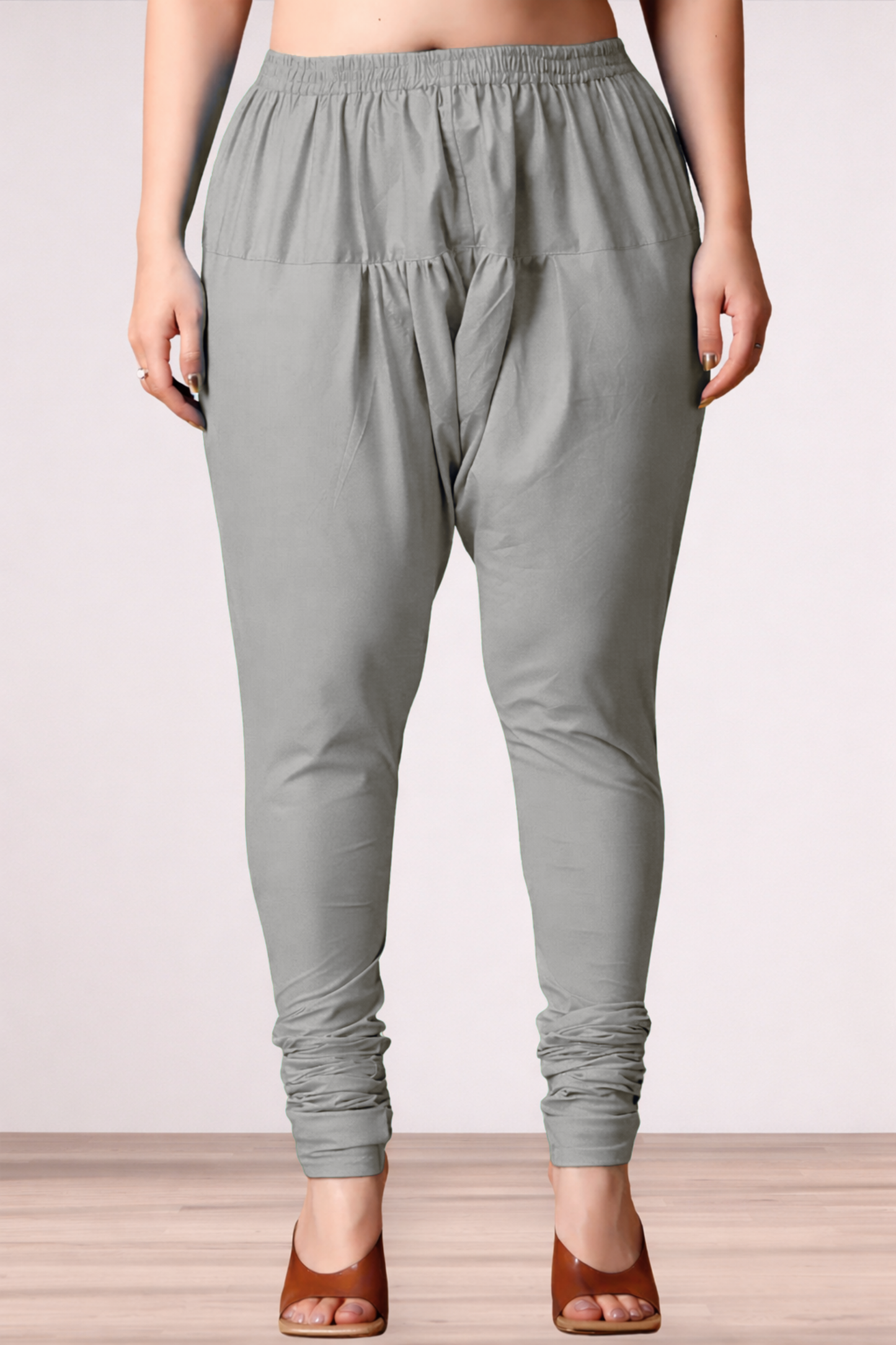 Light Grey Rayon Churidar Pants