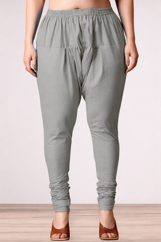 Light Grey Rayon Churidar Pants
