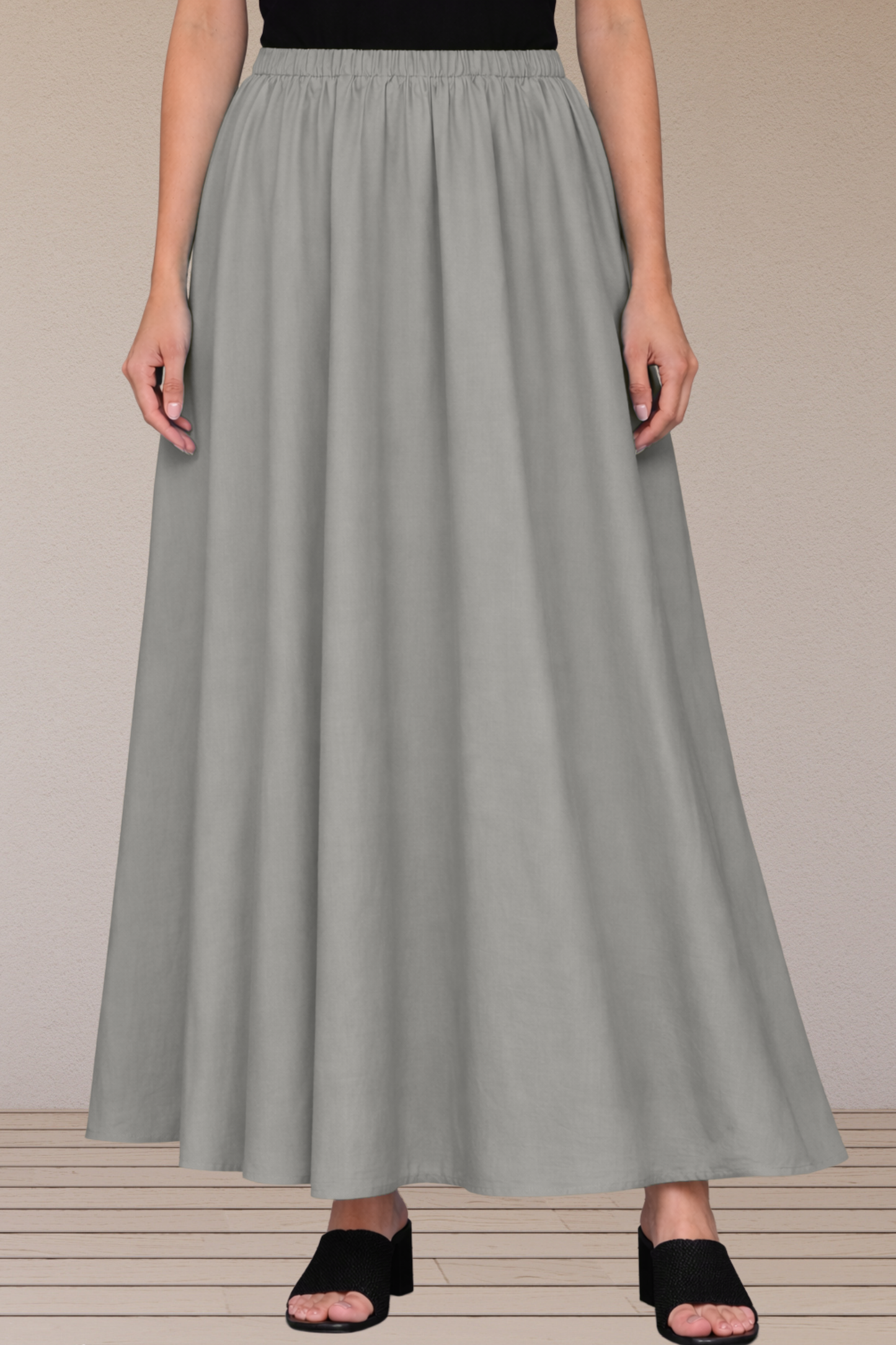 Light Grey Rayon Long Skirt