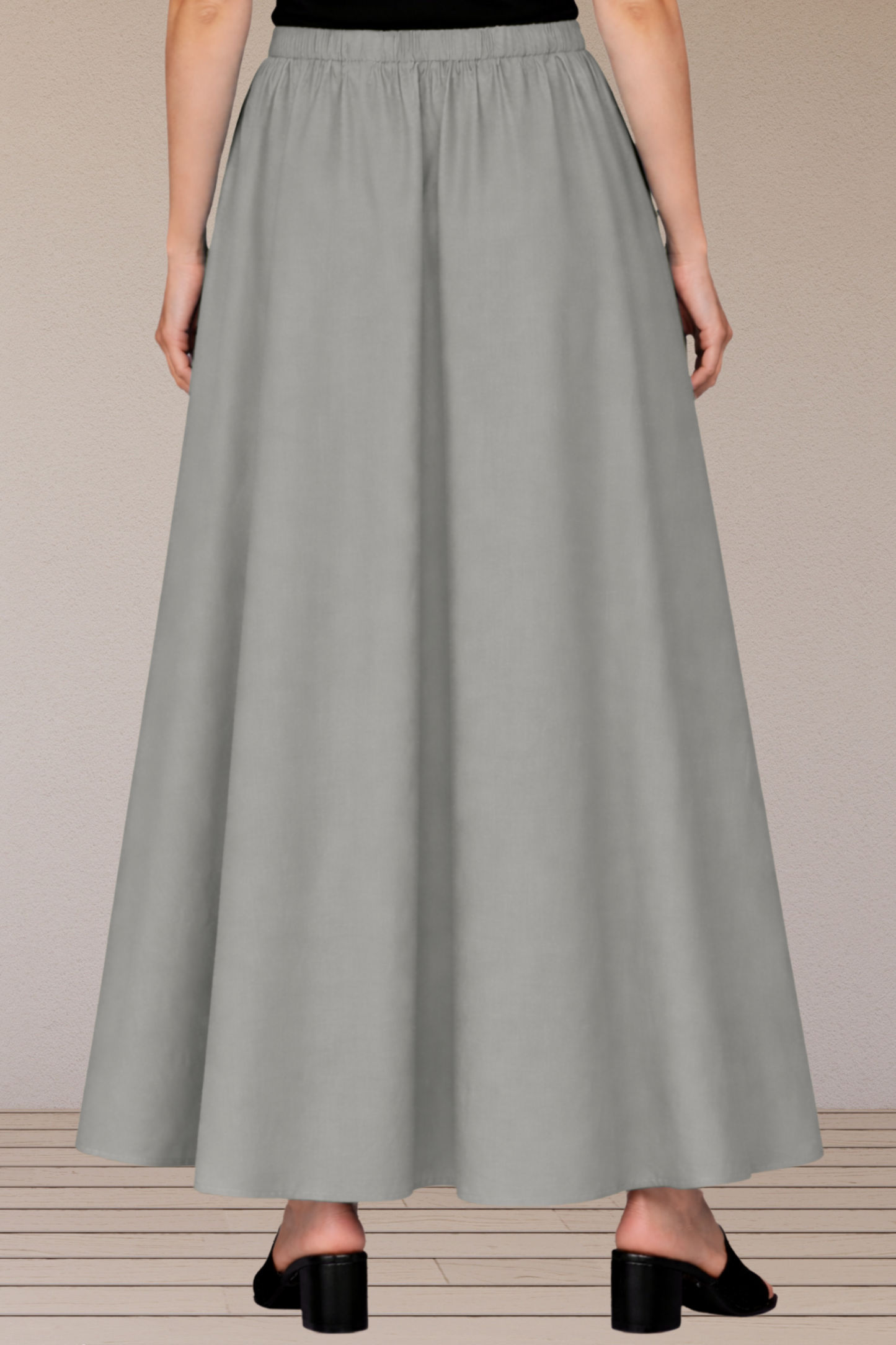 Light Grey Rayon Long Skirt