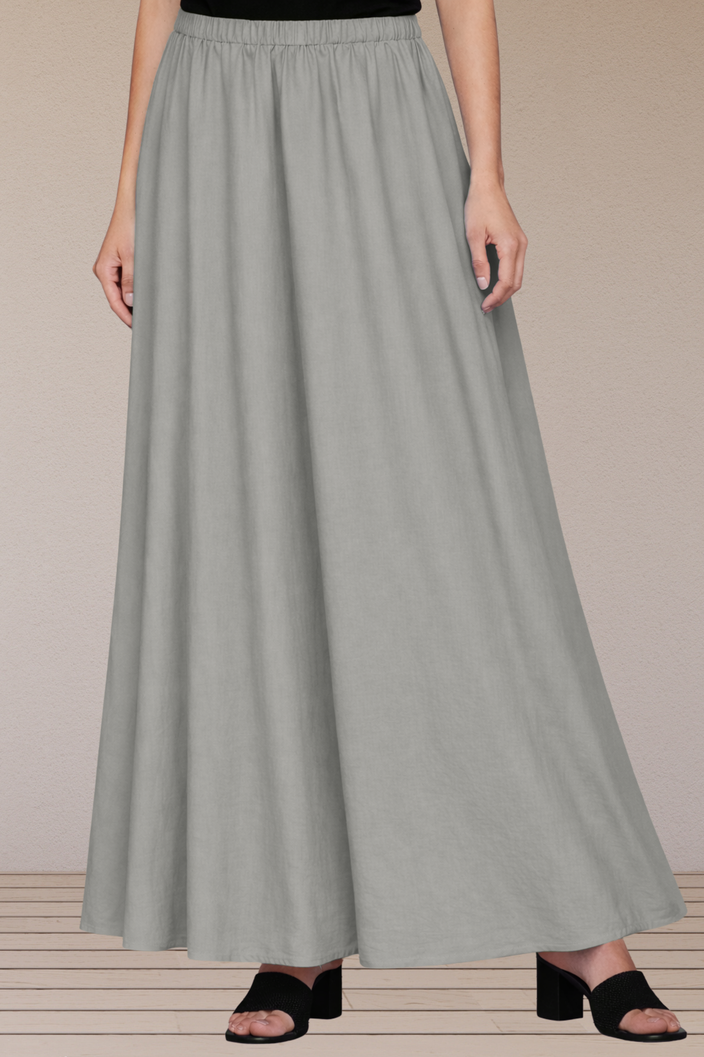 Light Grey Rayon Long Skirt