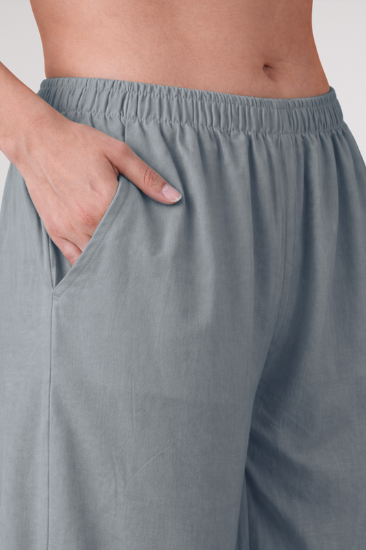 Light Grey Rayon Loose Palazzo