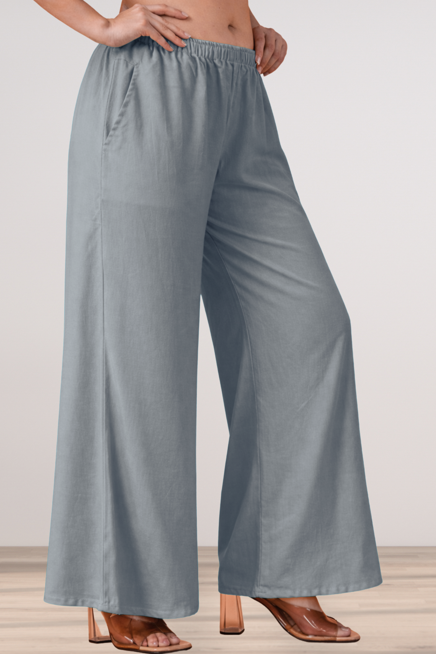 Light Grey Rayon Loose Palazzo