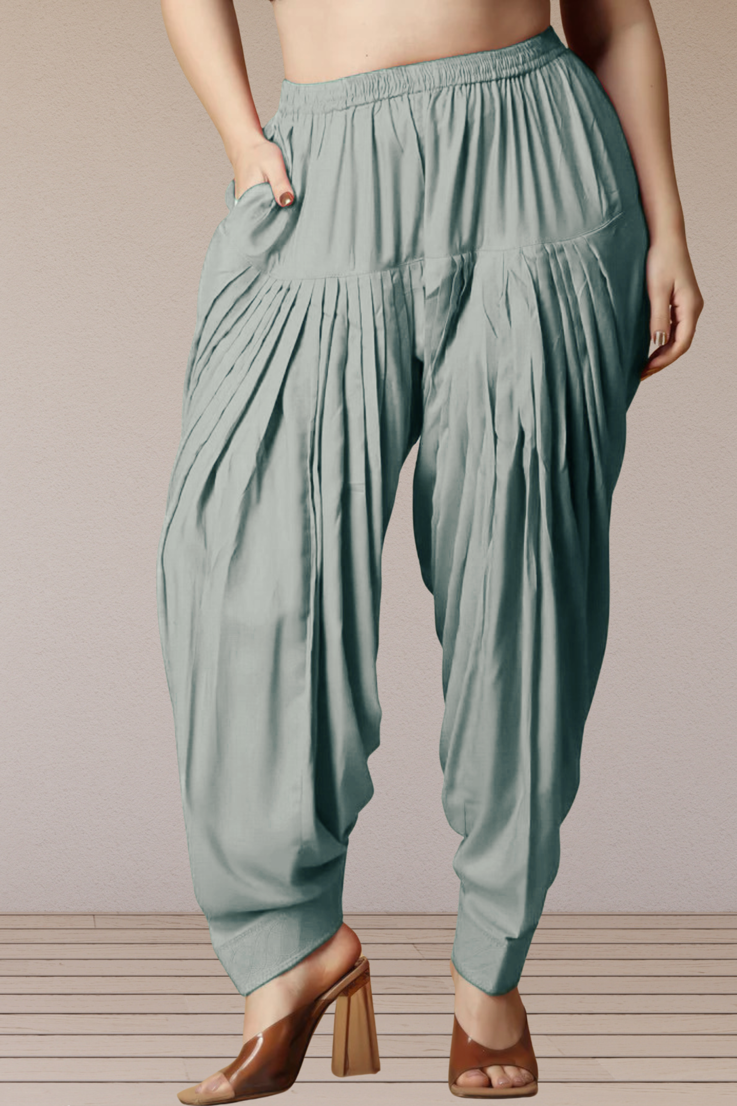 Light Grey Rayon Patiala Salwar