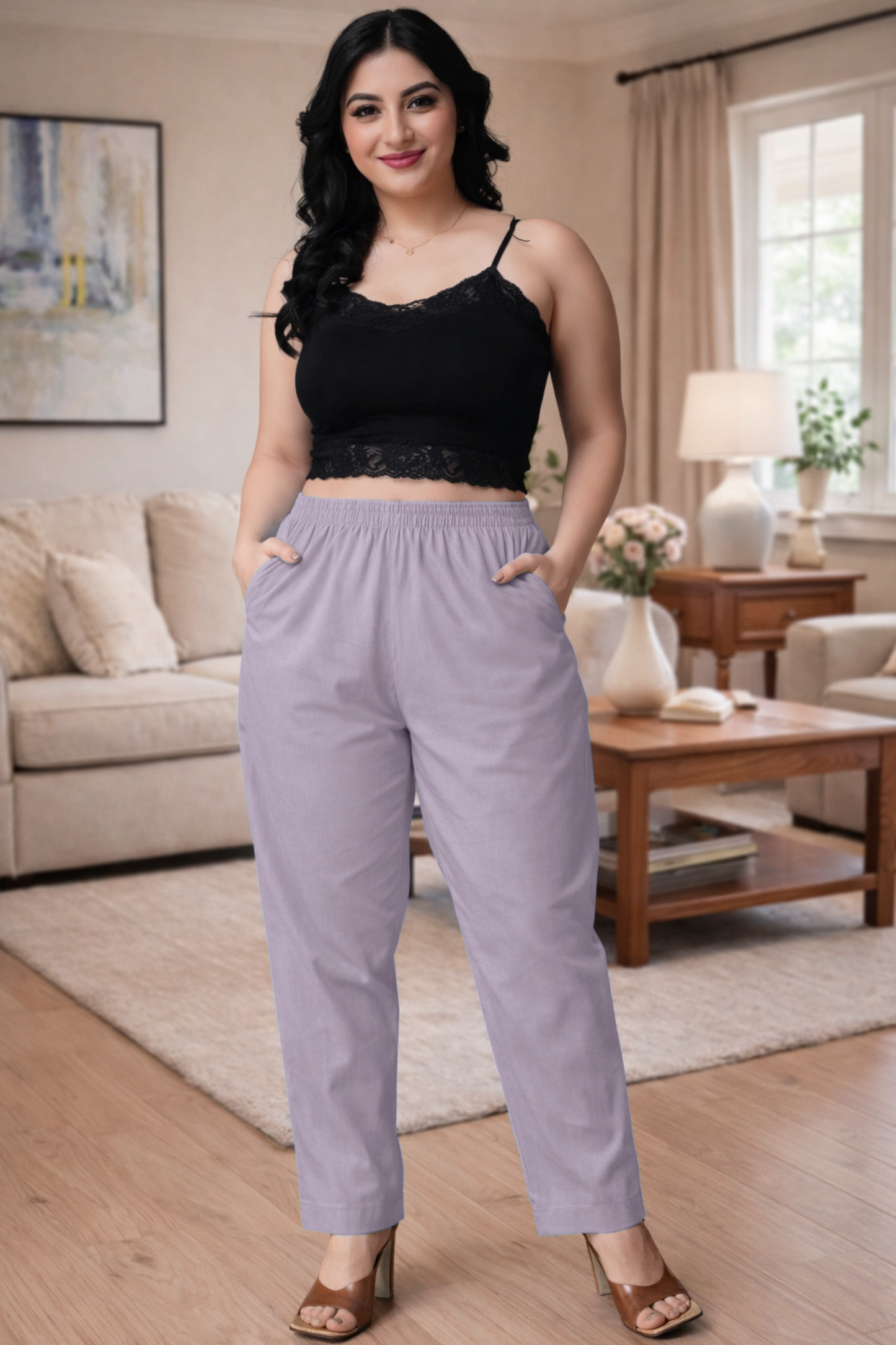 Light Mauve Cotton Kurti Pant