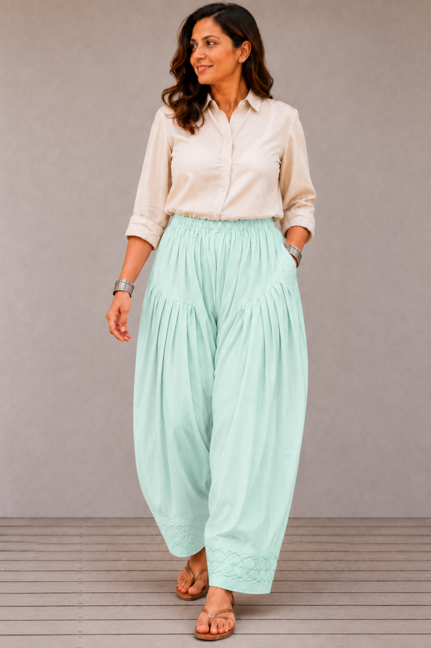 Light Mint Green Rayon Farshi Salwar