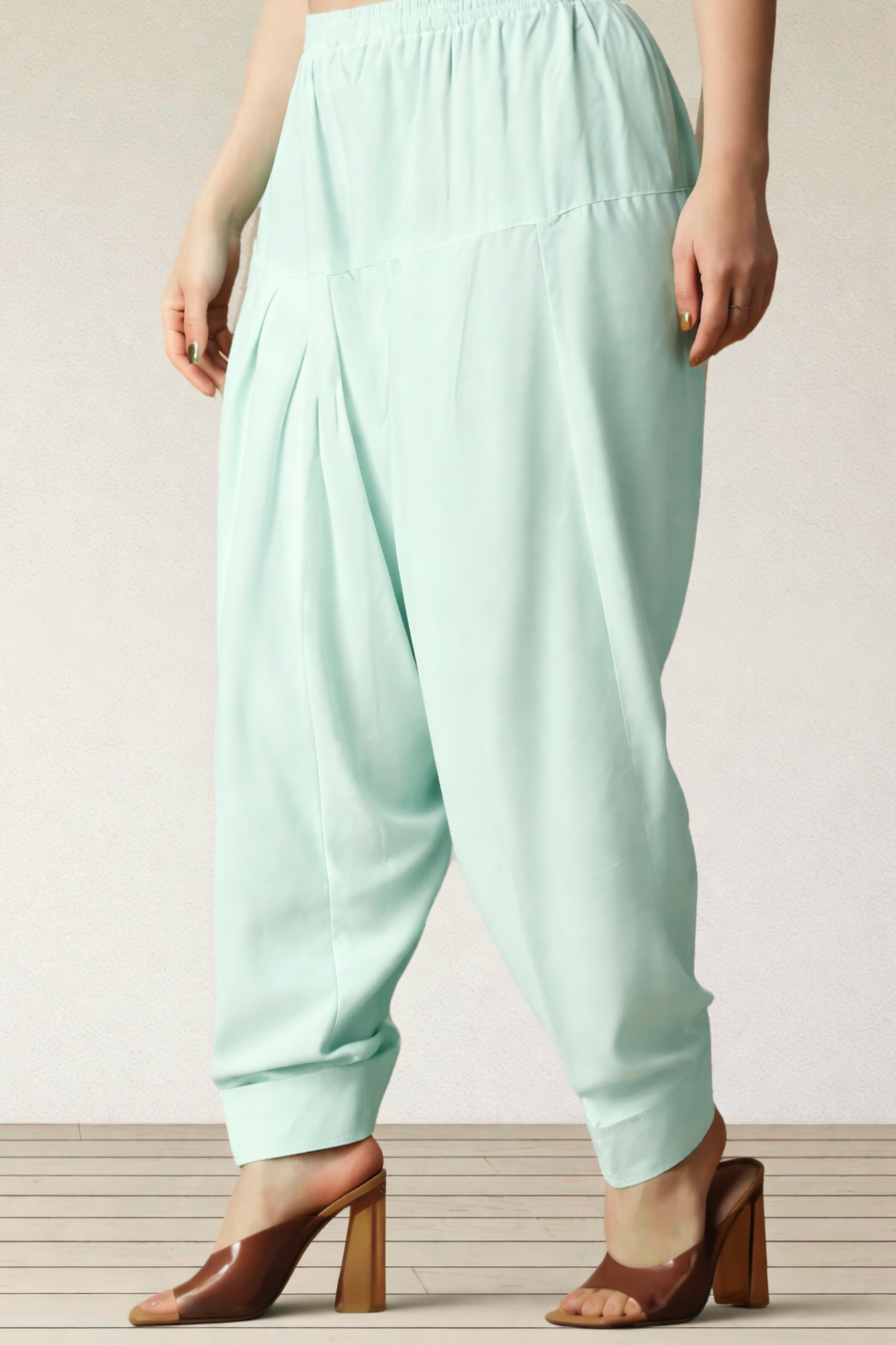 Light Mint Rayon Pleated Salwar
