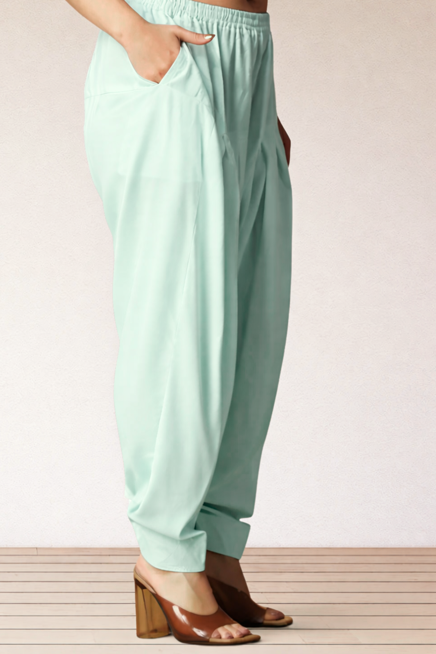 Light Mint Rayon Pleated Salwar