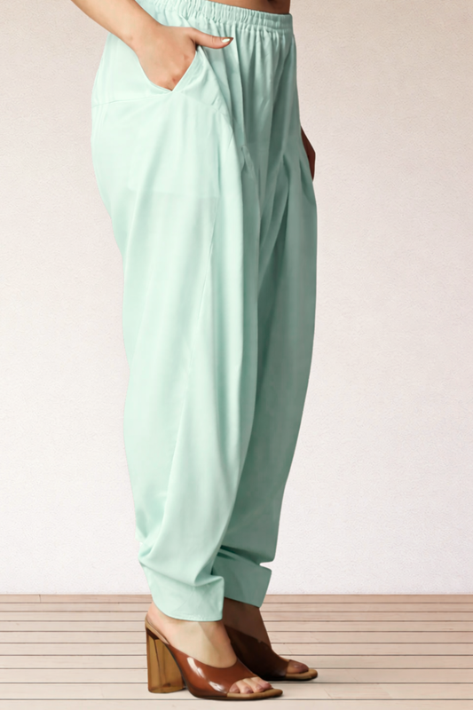 Light Mint Rayon Pleated Salwar