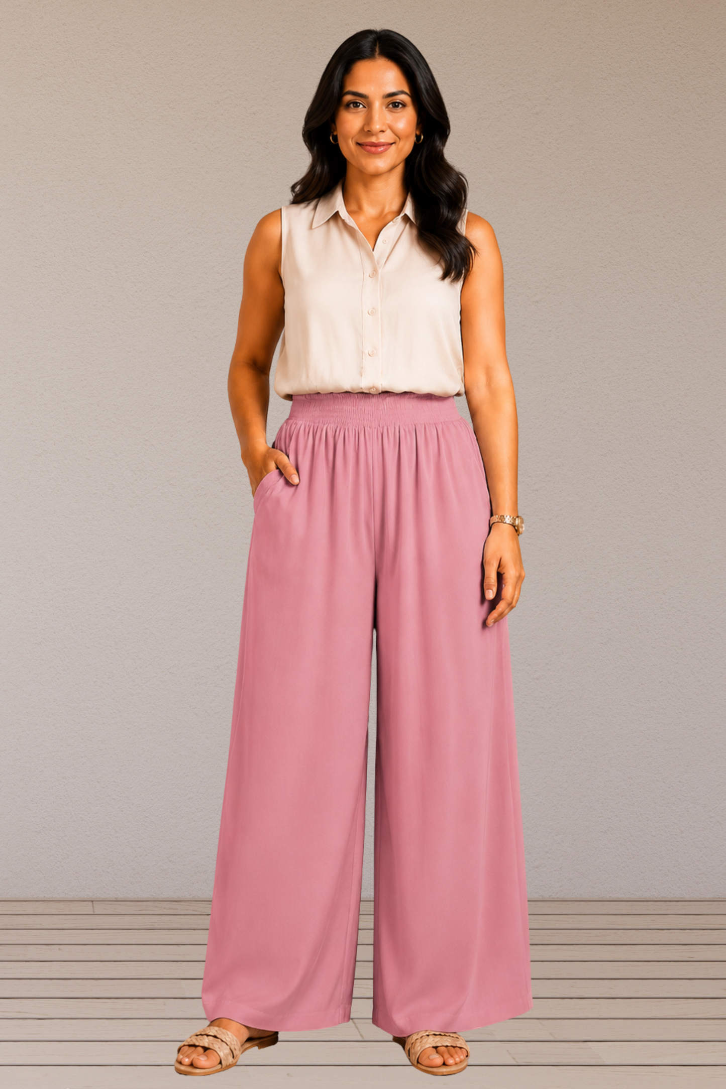Light Onion Flared Palazzo Pant