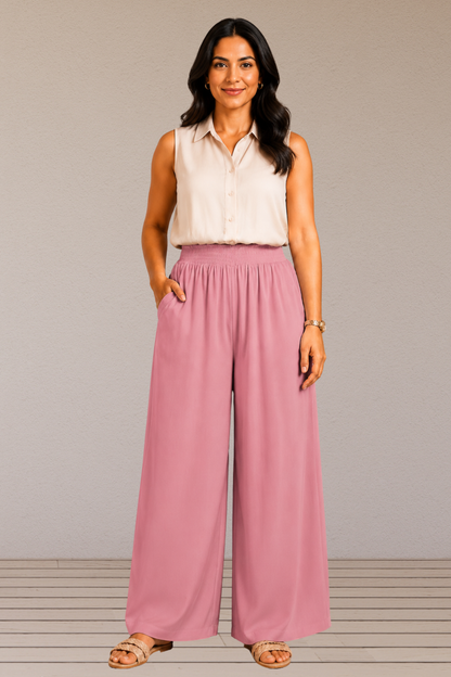 Light Onion Flared Palazzo Pant