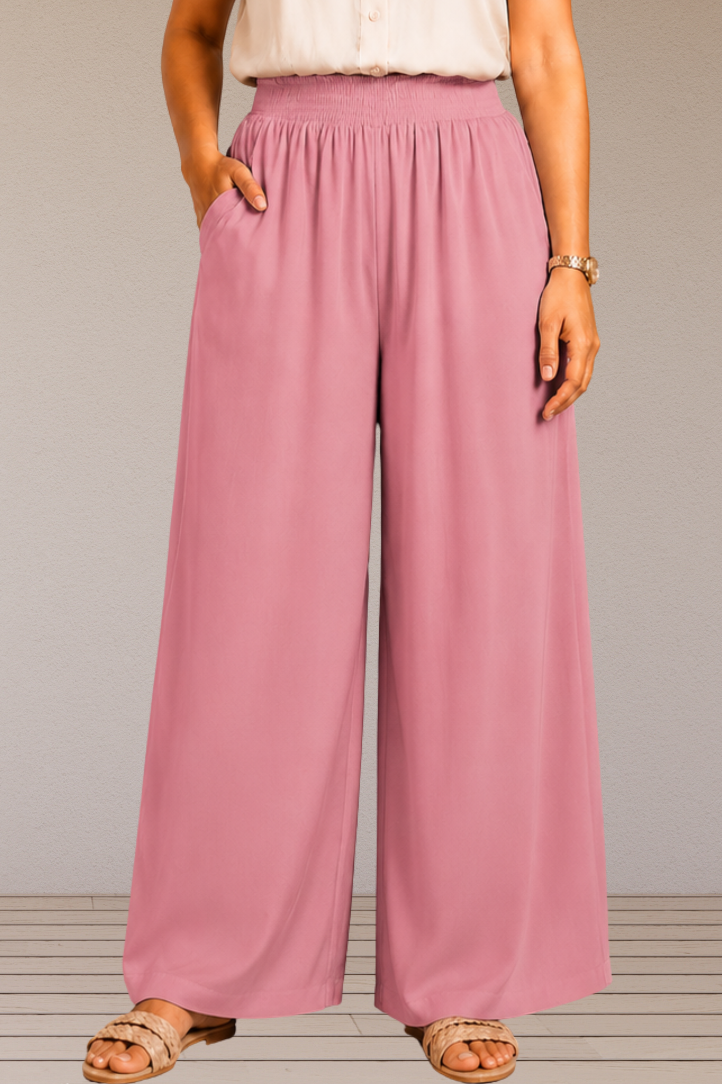 Light Onion Flared Palazzo Pant