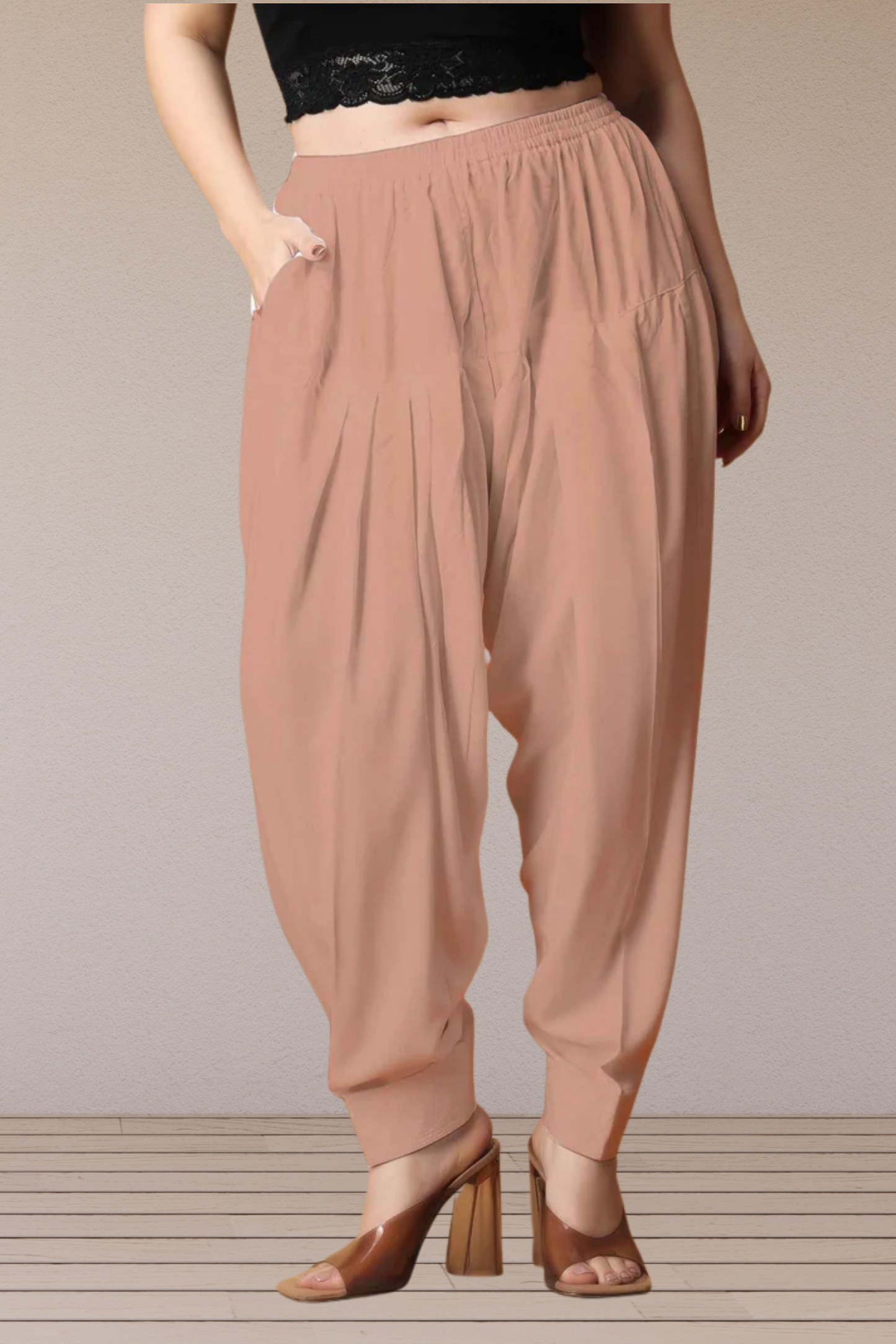 Light Onion Pleated Cotton Salwar