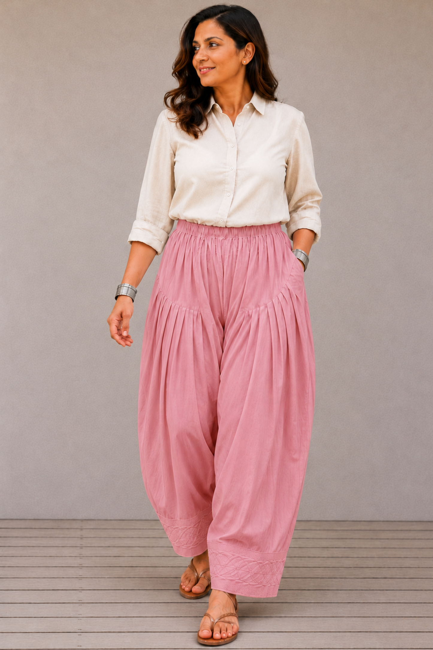 Light Onion Rayon Farshi Salwar