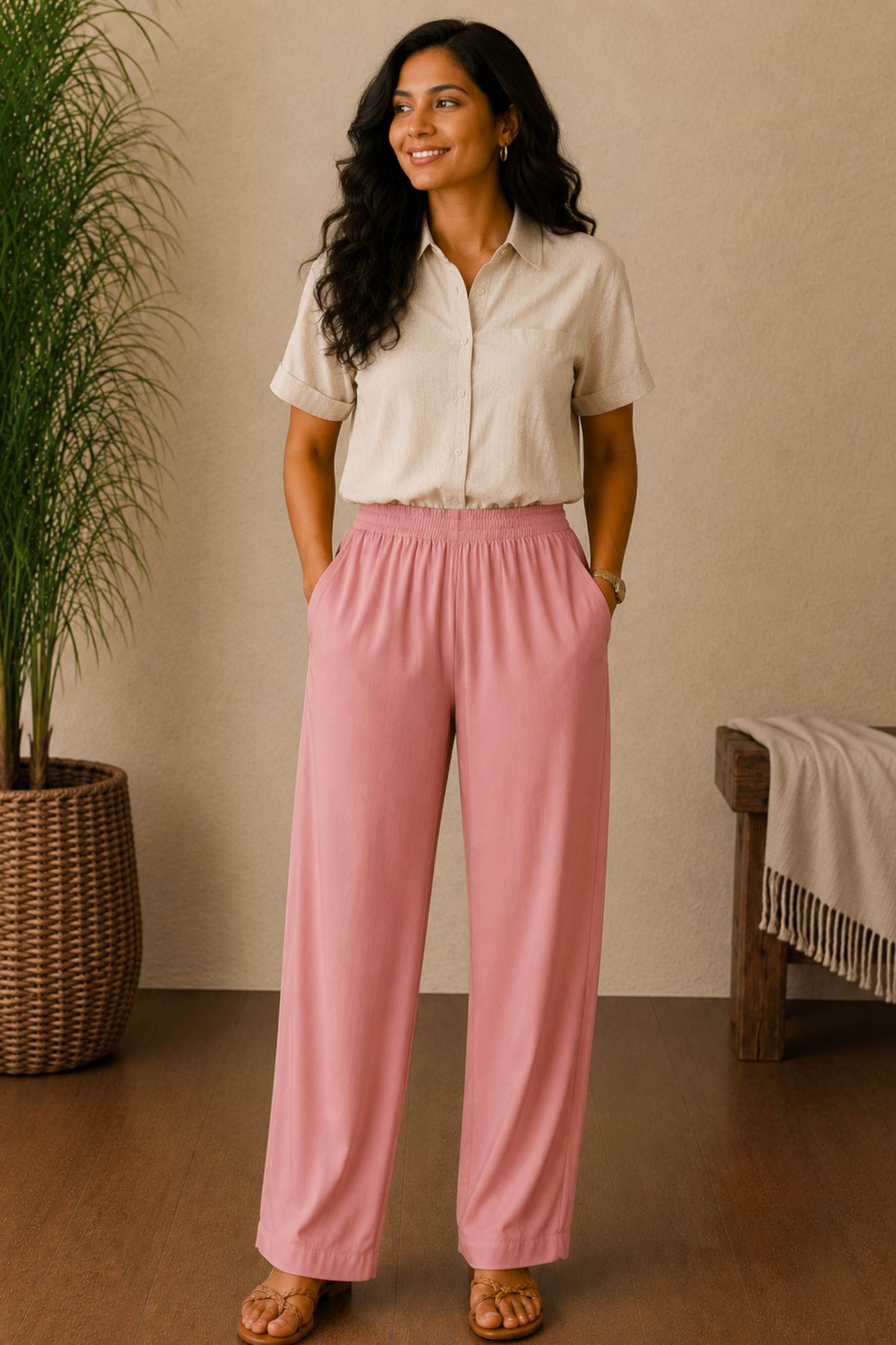 Light Onion Rayon Kurti Pant