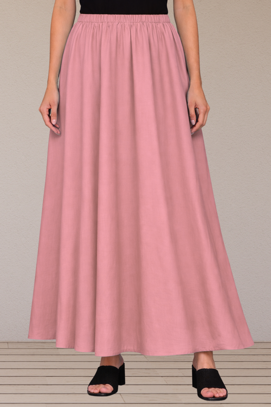 Light Onion Rayon Long Skirt