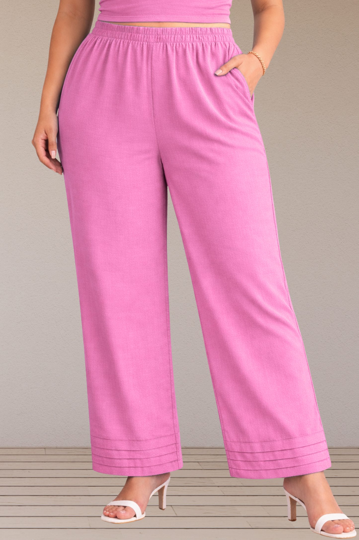 Light Pink Pintuked Cotton Palazzo