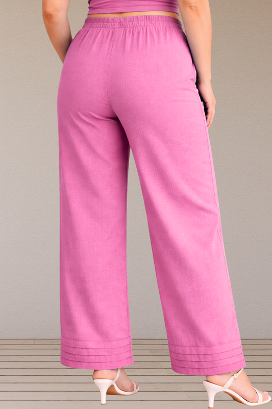 Light Pink Pintuked Cotton Palazzo