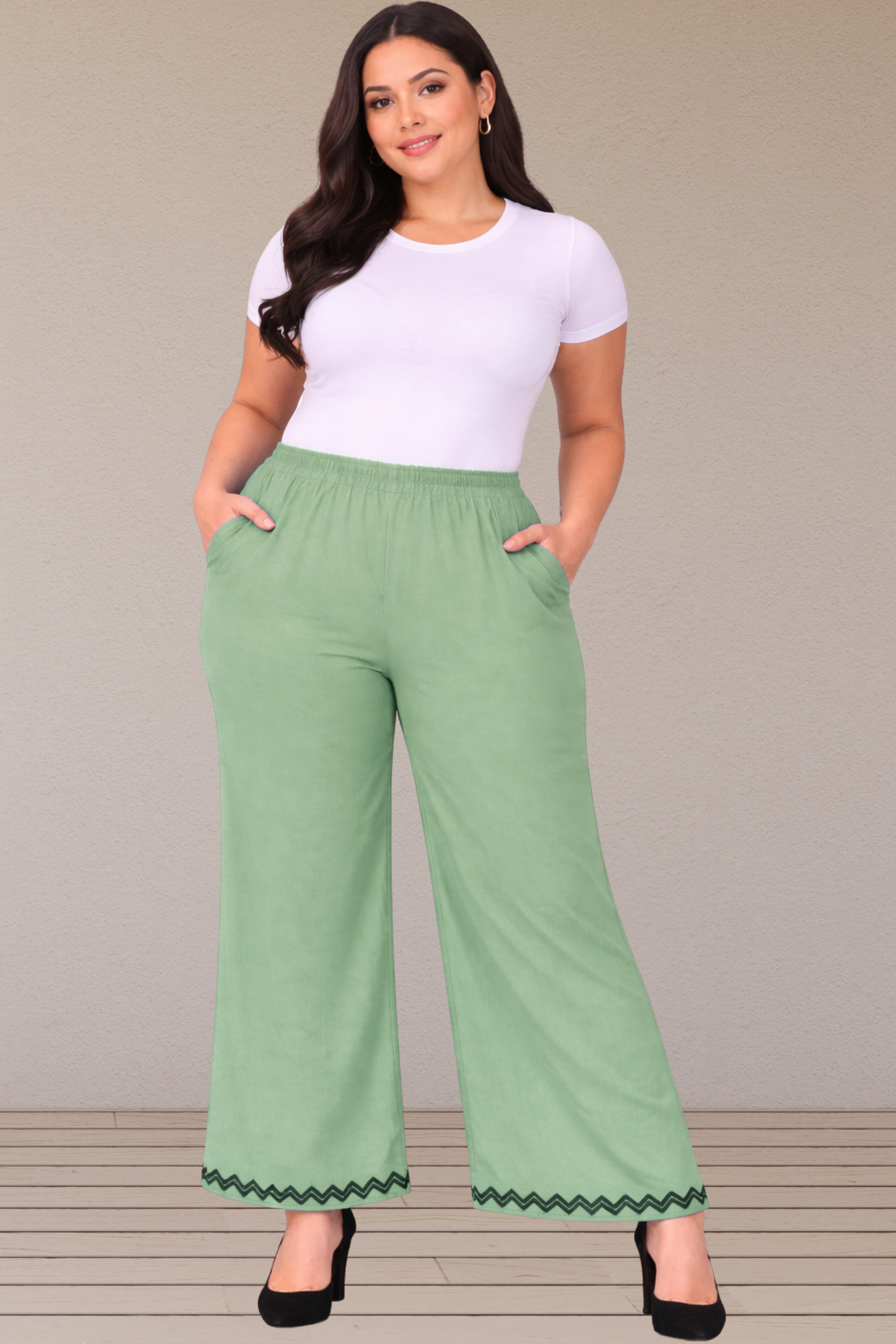 Light Pista Embellished Cotton Palazzo