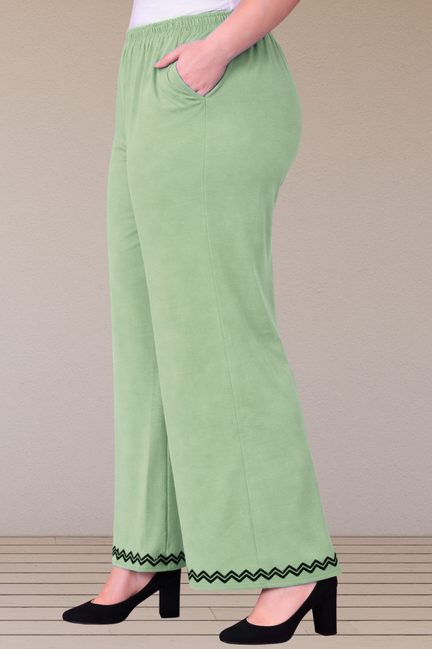 Light Pista Embellished Cotton Palazzo