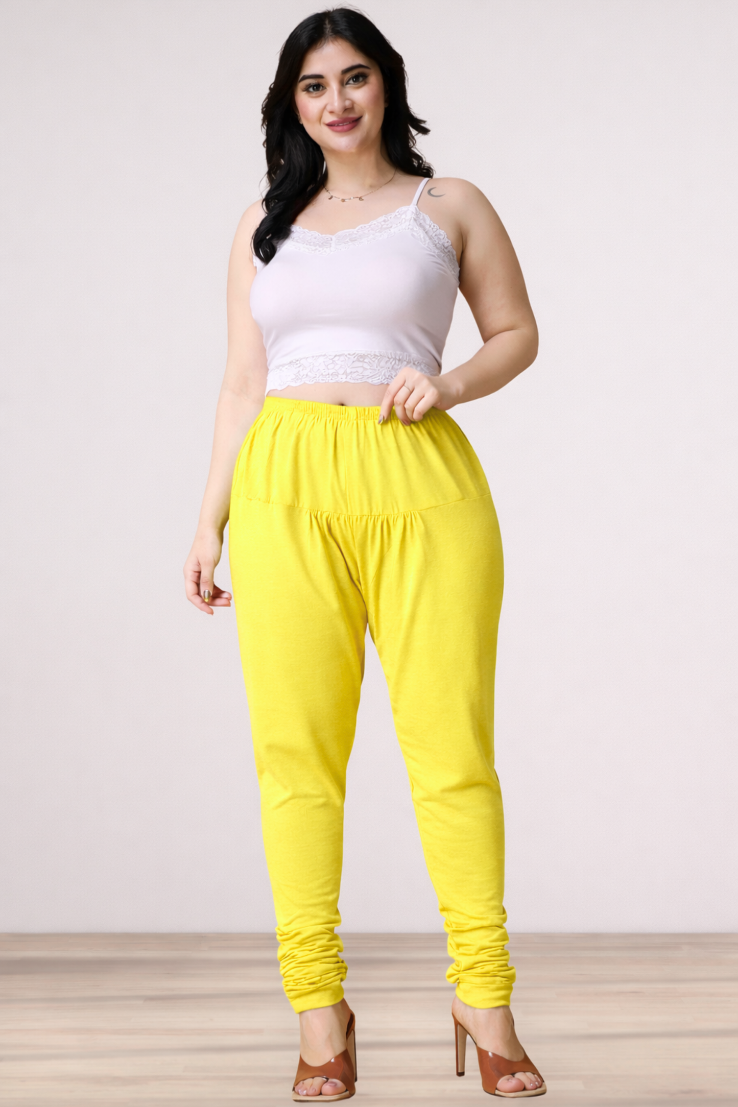 Light Yellow Cotton Churidar Pants