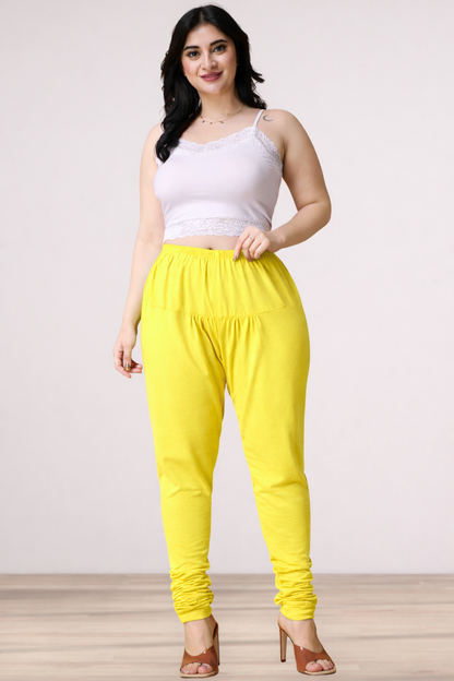 Light Yellow Cotton Churidar Pants