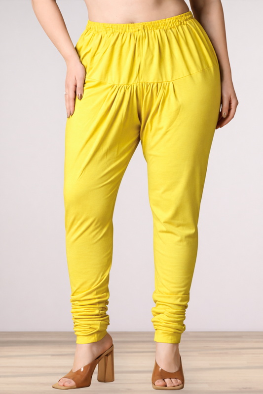 Light Yellow Cotton Churidar Pants