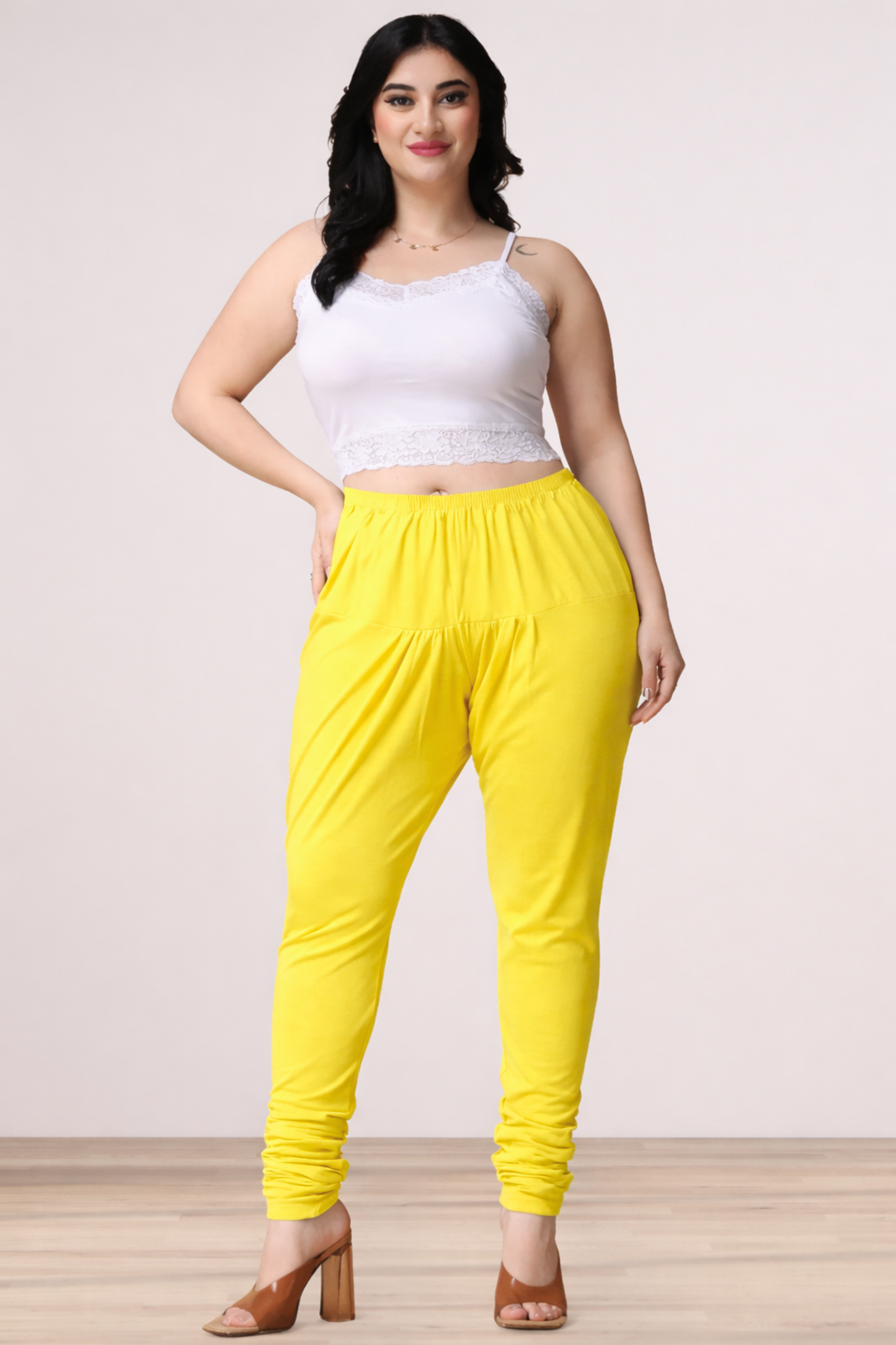 Light Yellow Cotton Churidar Pants