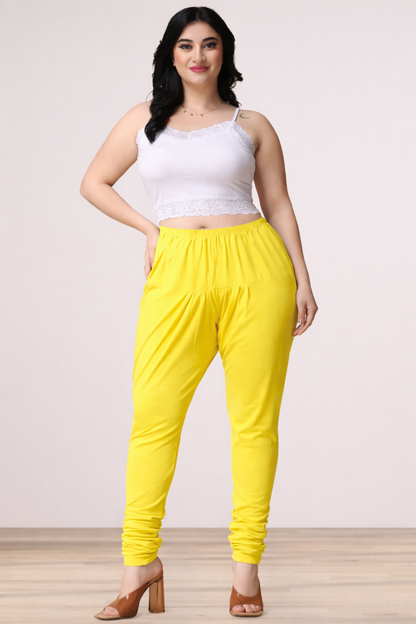 Light Yellow Cotton Churidar Pants