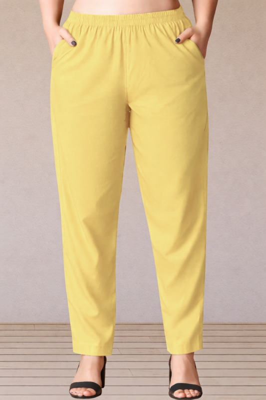 Light Yellow Cotton Kurti Pant