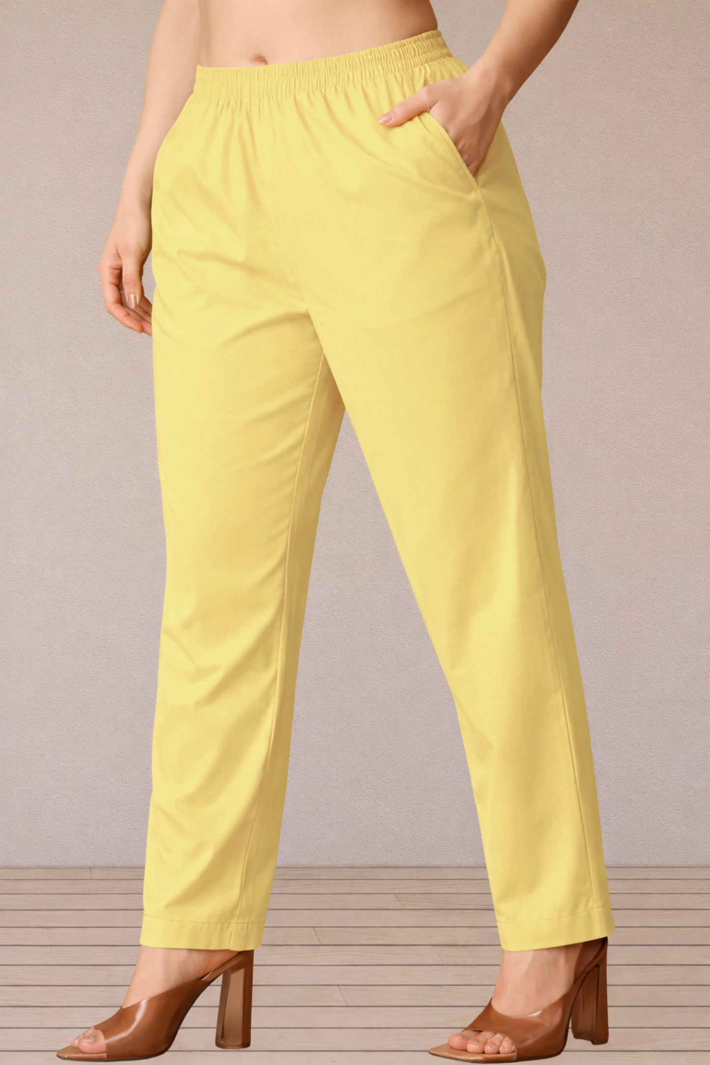 Light Yellow Cotton Kurti Pant
