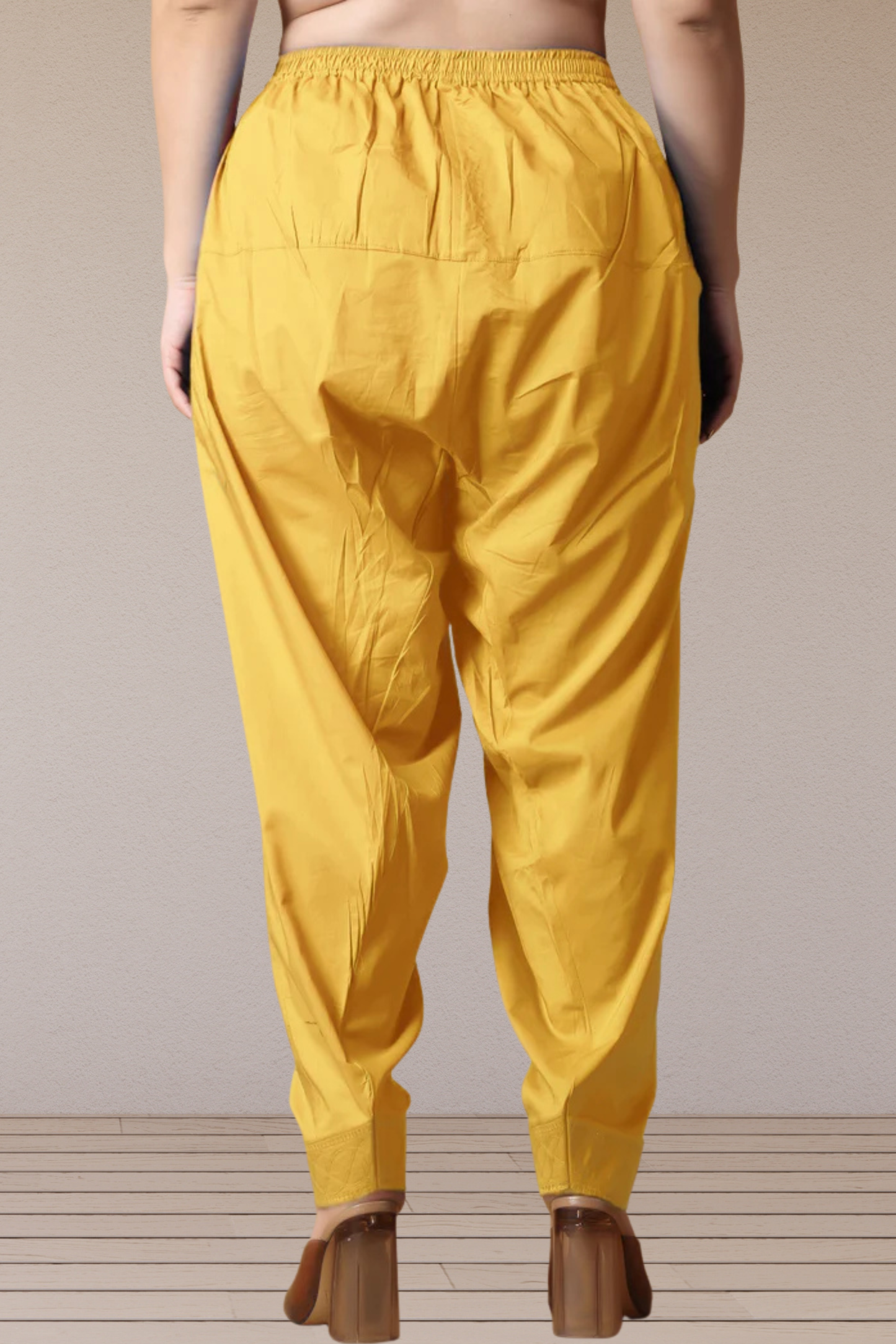 Light Yellow Pleated Cotton Salwar