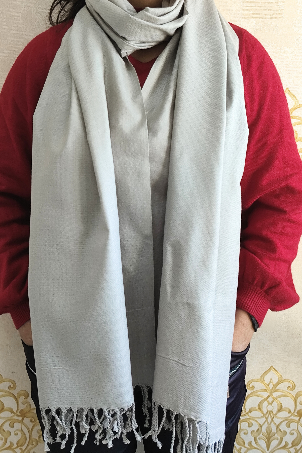 Soft Light Grey Wool Shawl