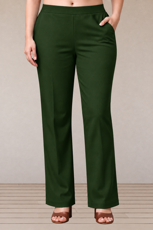 Light Mehandi Lycra Slub Pants