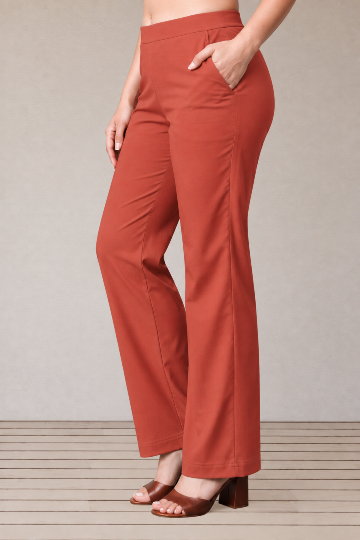 Light Rusty Lycra Slub Pants