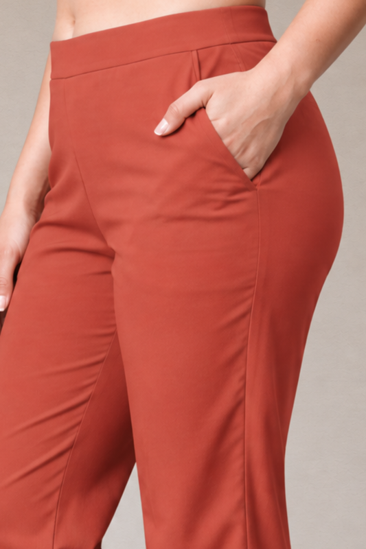 Light Rusty Lycra Slub Pants