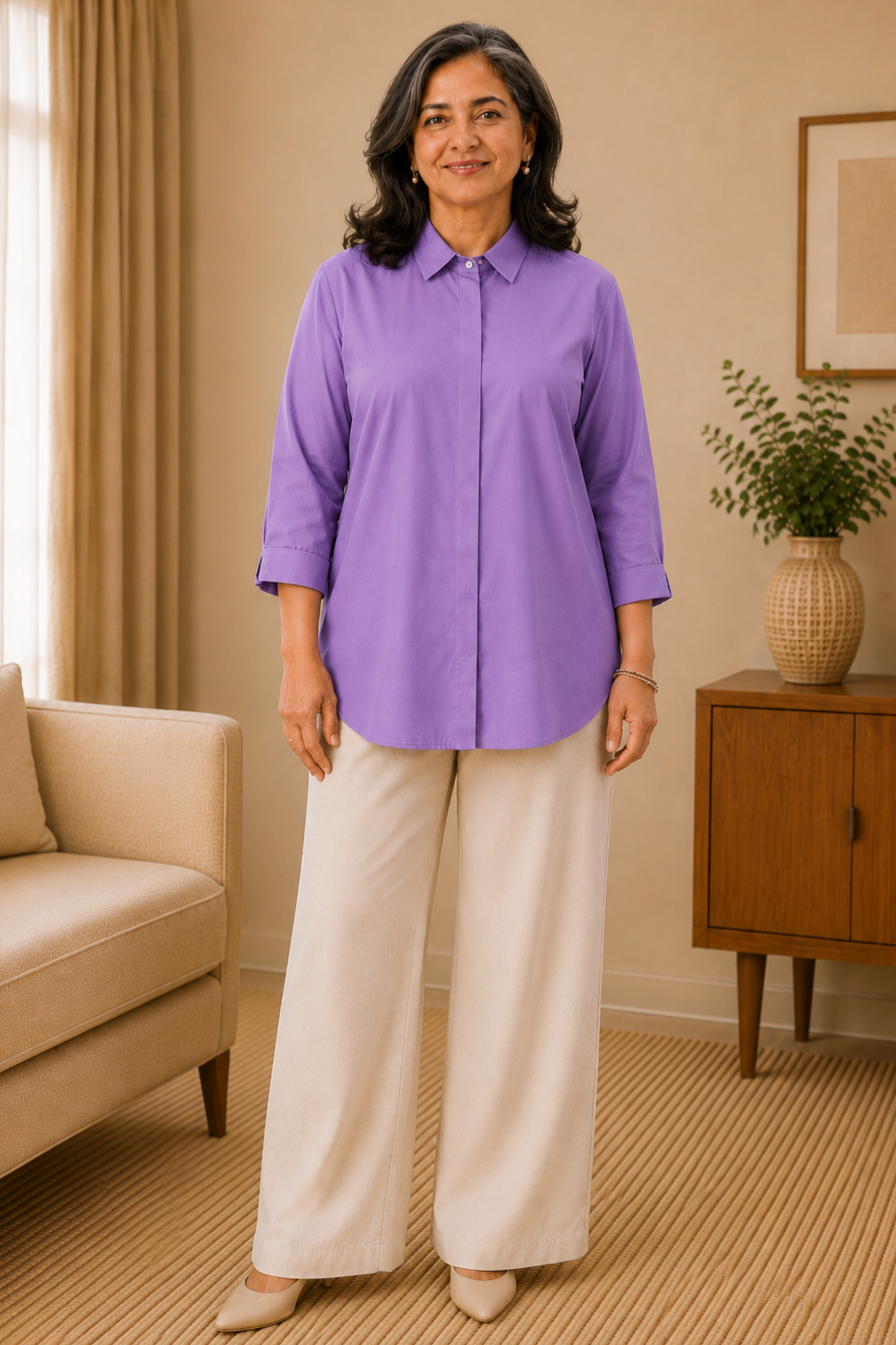 Lilac Bloom Solid Rayon Shirt