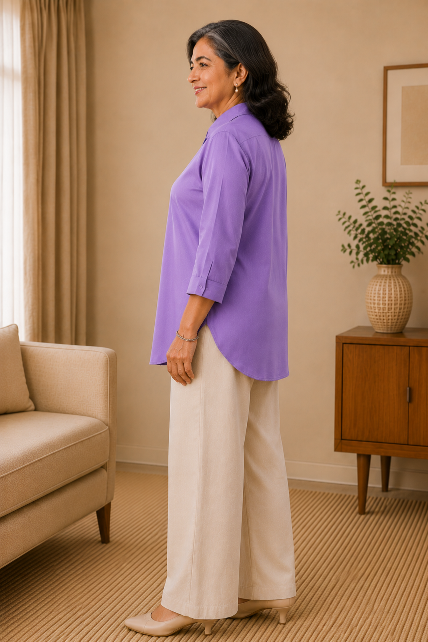 Lilac Bloom Solid Rayon Shirt