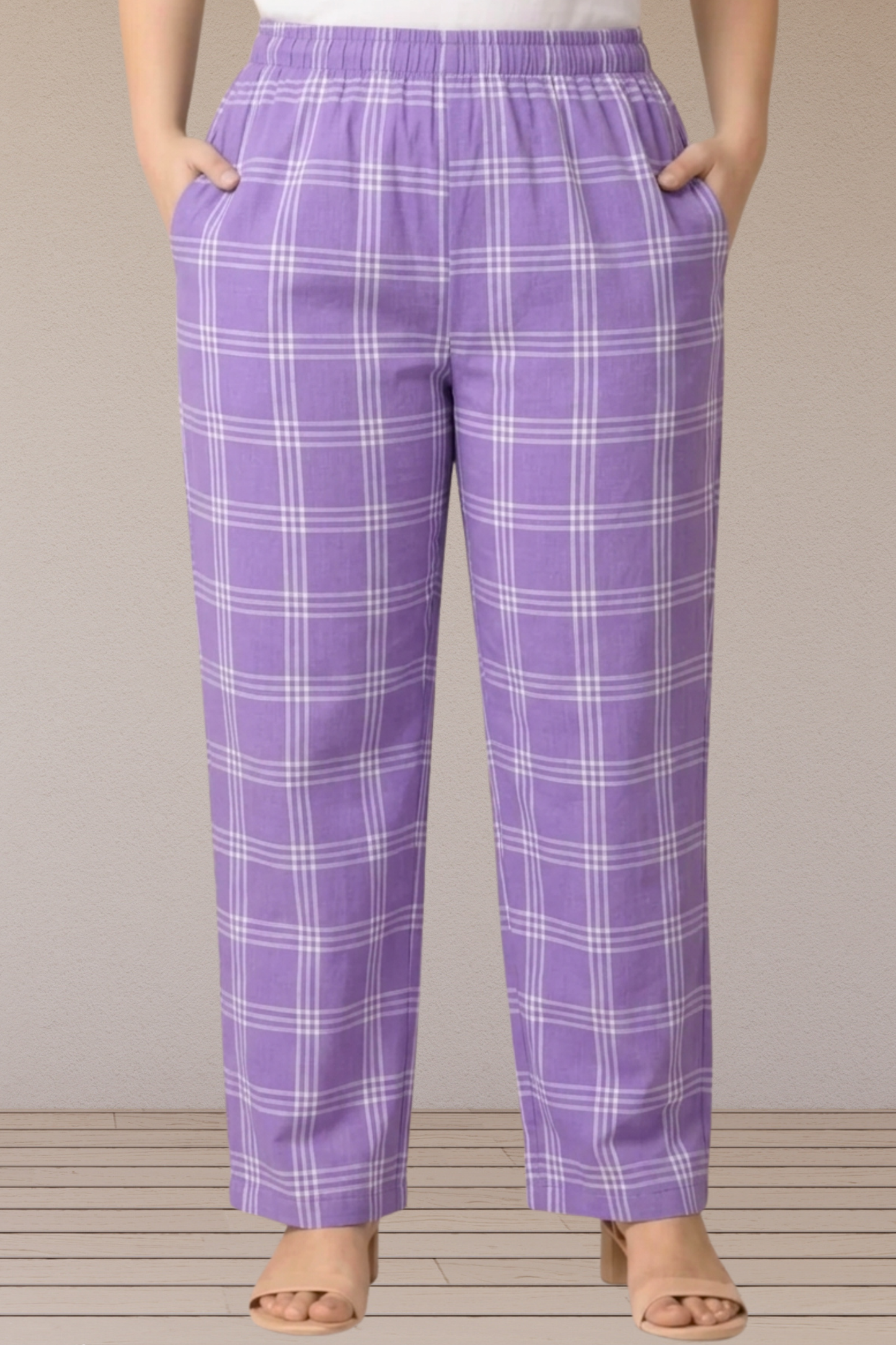 Lilac Check Cotton Pant