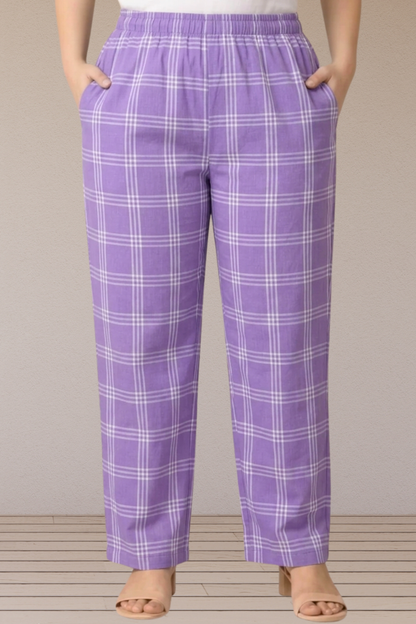 Lilac Check Cotton Pant