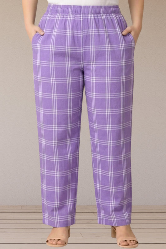 Lilac Check Cotton Pant