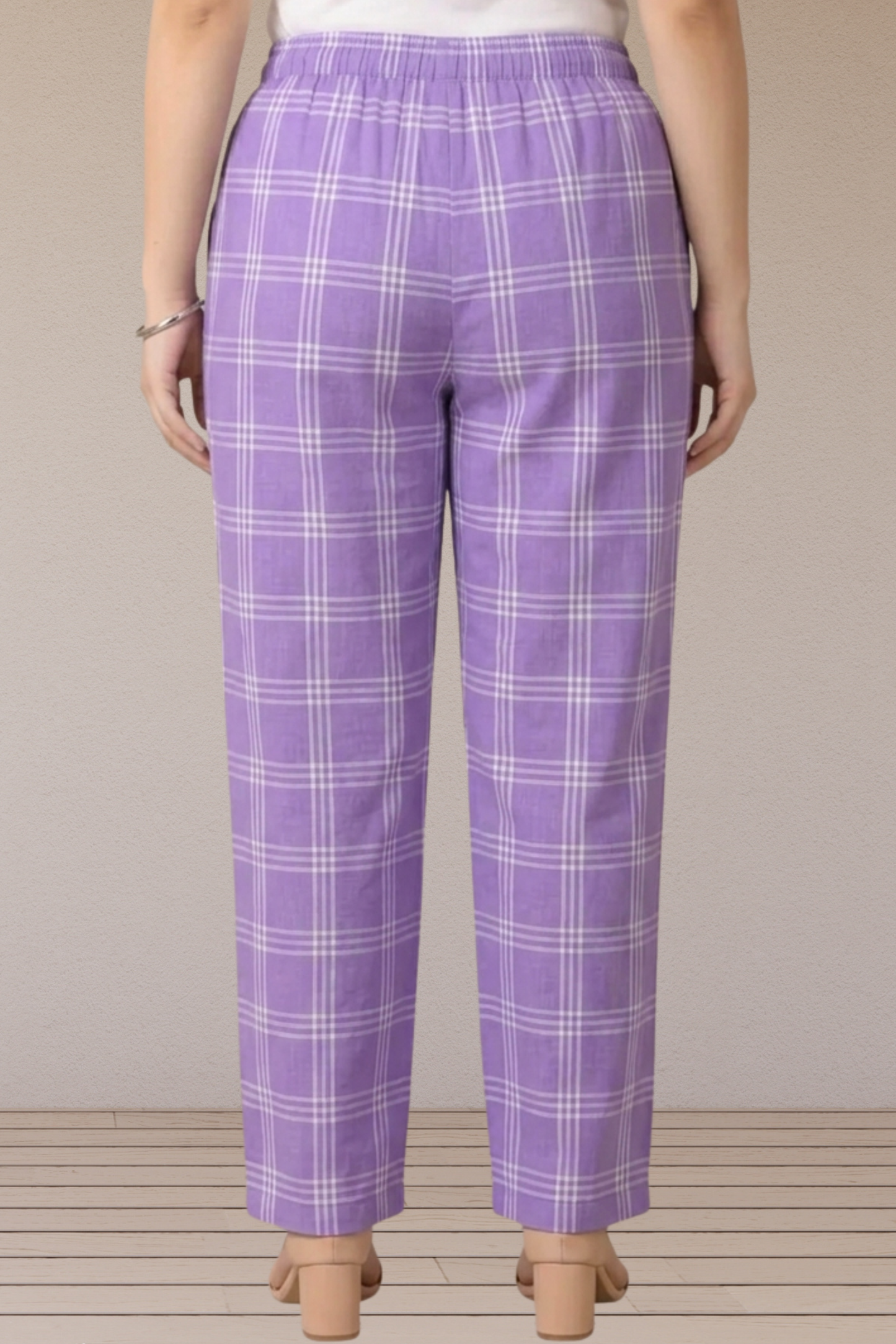Lilac Check Cotton Pant