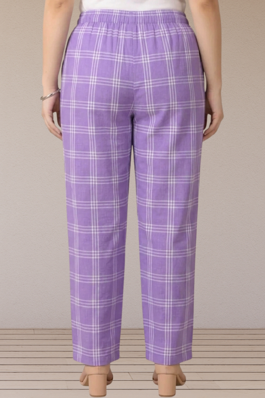 Lilac Check Cotton Pant