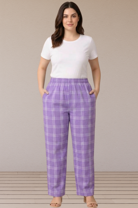 Lilac Check Cotton Pant