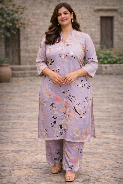 Lilac Lustre Co-ord Suit Set