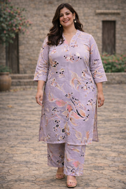 Lilac Lustre Co-ord Suit Set