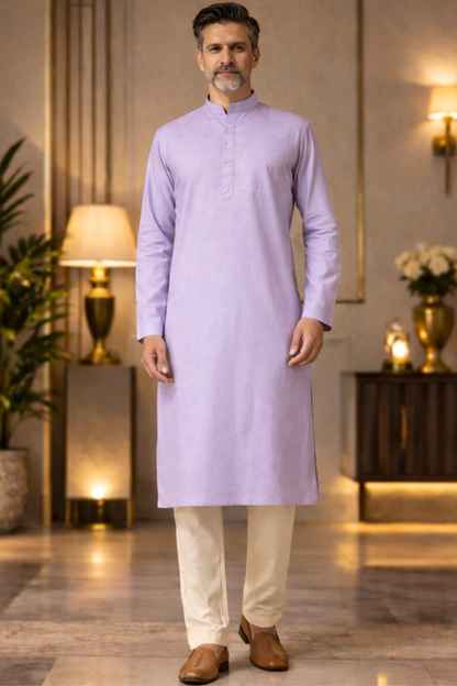 Lilac Lustre Cotton Kurta