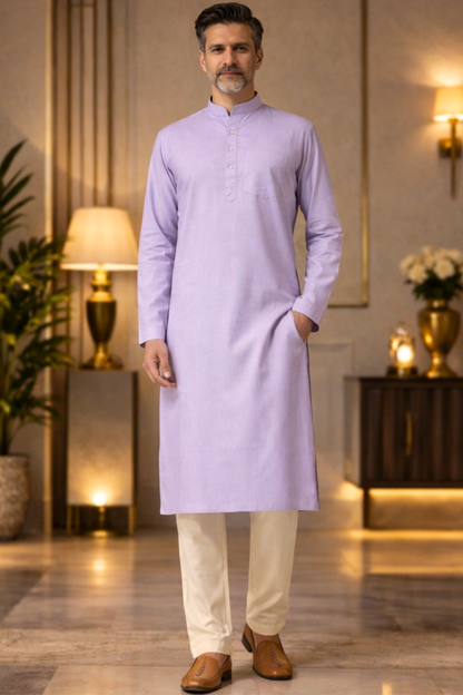 Lilac Lustre Cotton Kurta