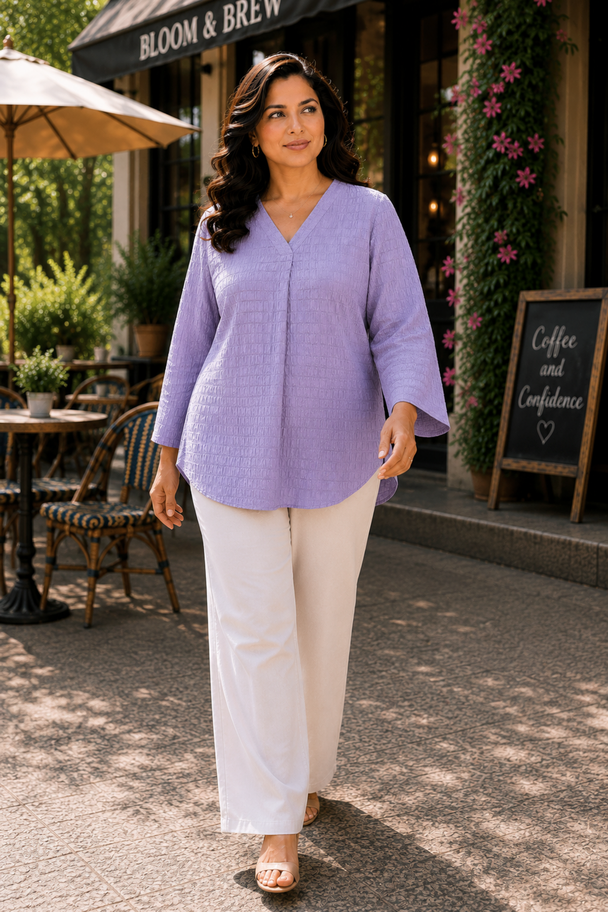 Purple Haze Textured Pleated Top
