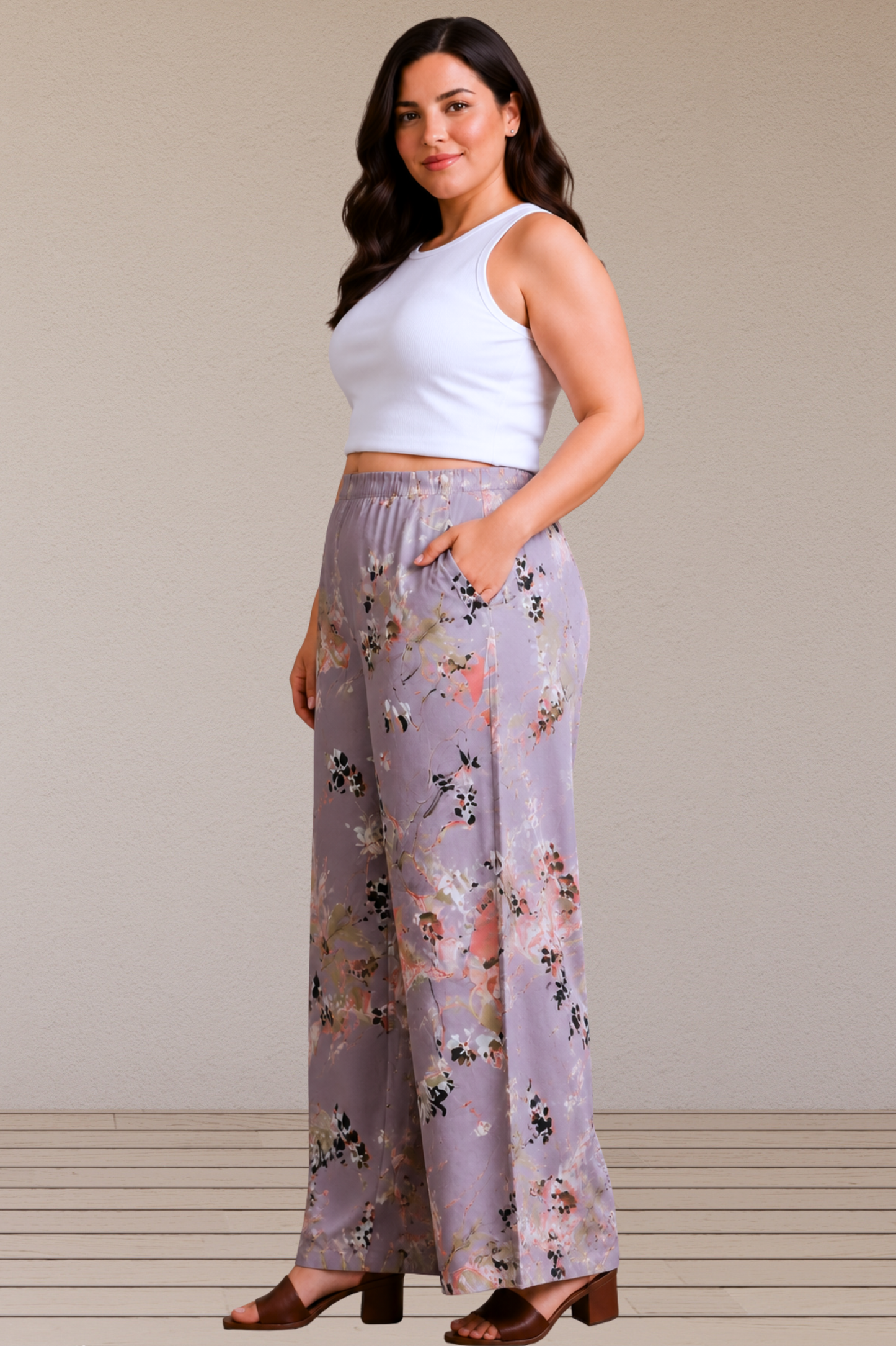 Lilac Whisper Polyester Palazzo